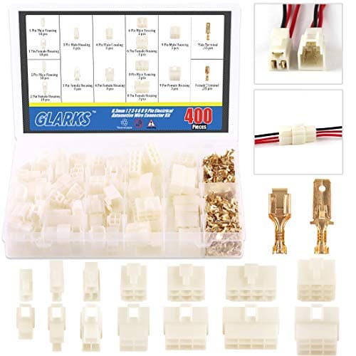 Image of Glarks 400Pcs 6.3mm 1 2 3 4 6 8 9 Pin Electrical Automotive Wire Connector Male Female Socket Plug and Pin Header Crimp Wire Terminals Kit for Motorcycle, Bike, Car, Boats