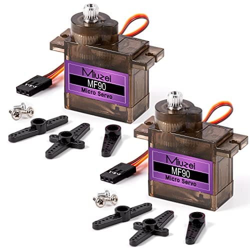 Image of Miuzei Mini Servo Motor Model Making Steering with Metal Transmission Servo Motor for RC Helicopter, Airboat, Car 1/10 1/8, Robot, Rigid Wings, Helicopter Compatible with Arduino Programming(2 Pieces)