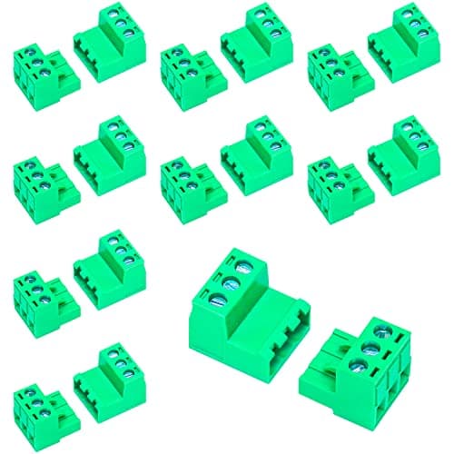Image of Tcenofoxy 10 Set 5.08mm 3 Pin Male & Female Phoenix Type Connector No Soldering Green PCB Screw Terminal Block 3 Pole