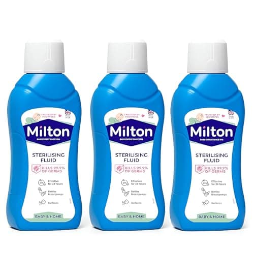 Image of 3 x Milton Sterilising Fluid 500ml – Baby Bottle & Feeding Equipment Steriliser Kills 99.9% of Germs – Effective Home & Travel Use for Bottles, Teats & Utensils