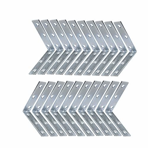 Image of SUL Bright Zinc Plated Corner Braces Brackets Plates, Joint Right Angle Bracket 90 Degree Corner Fastener for Wood Furniture Bedframe Cabinet Drawer Chair - 100mm (4 inch) (20pk)