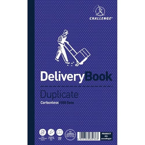 Image of Challenge Carbonless Duplicate Delivery Book 100 Sets 210x130mm (Pack of 5) 100080470 + Free FINCHLEY Refill Pen