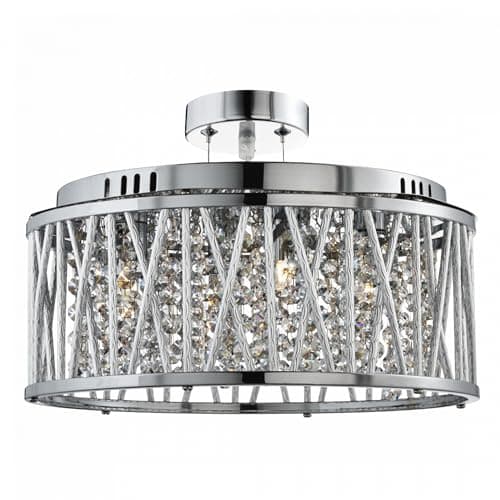 Image of Searchlight 8335-5CC Elise 5 Light Ceiling Pendant Light in Chrome with Crystal Droplets