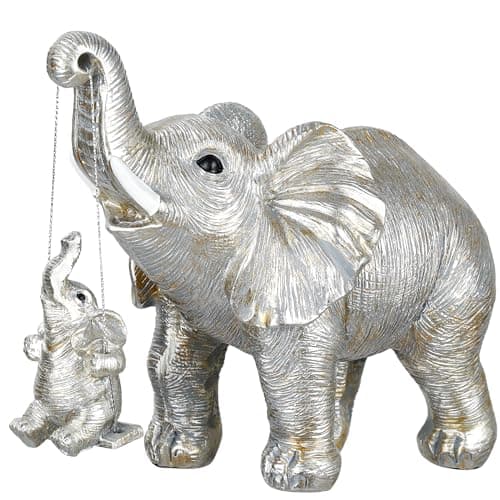 Image of autumndeer Elephant Statue Ornaments, Elephant Figurines Gifts for Women Mom, Elephant Decor Good Luck for Home Office Shelf Decorations, Elephant Ornaments Figurines (Silver)