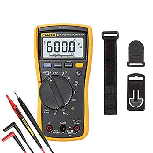 Image of Fluke 117 True-RMS Digital Multimeter with Non-Contact Voltage Detection, TL175 Test Leads KIT2S and TPAK5 Magnetic Toolpak Meter Hanging Kit