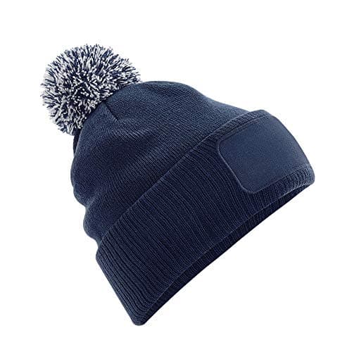 Image of Beechfield - Snowstar® Patch Beanie - Elegant Design - French Navy/Light Grey