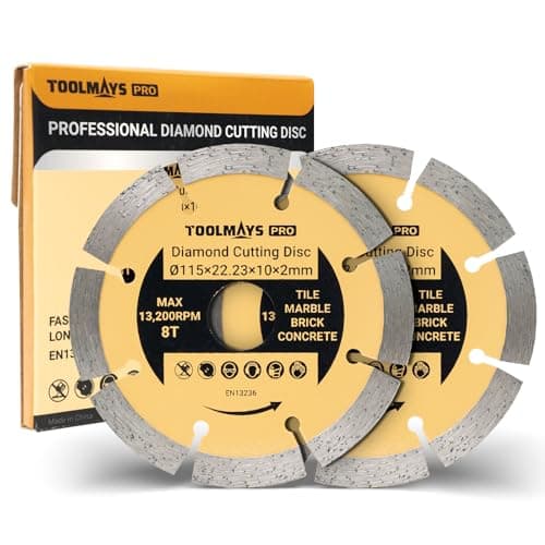 Image of Toolmays 2-Pack 115mm Diamond Cutting Discs For Angle Grinder, Segmented Blades For Concrete, Granite, Stone, Brick, Masonry
