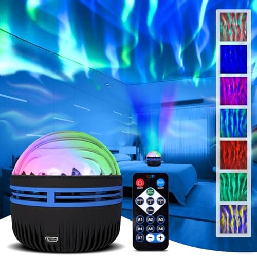 Image of 2-in-1 Northern Night Light Projector Galaxy Projector, Star Projectors with Remote Control, RGB Dimmable Kids Galaxy Projector Lamp with 7 Colours Light for Bedroom Playroom Decoration
