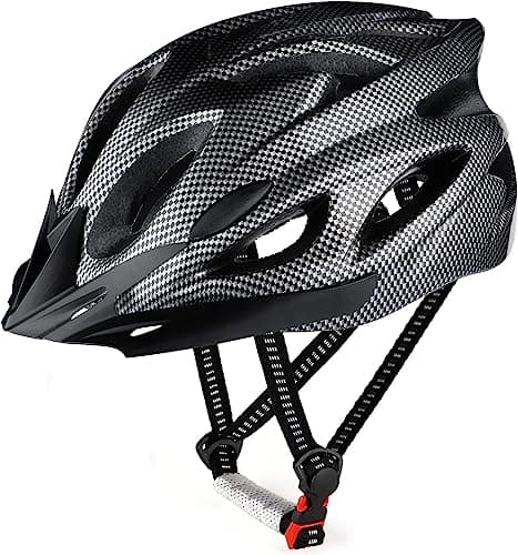 Image of RaMokey Cycle Helmet, Lightweight Bicycle Helmet, Adjustable Mountain & Road Bike Helmets for Adults, 18 Vents with Adjustable Strap & Detachable Visor for Mens Womens(Head Sizes 58-62cm) (Black)