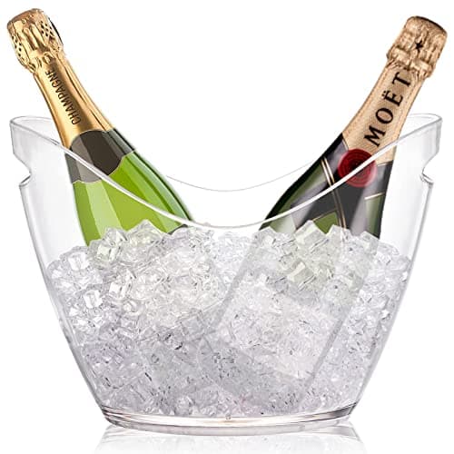 Image of Yesland Ice Bucket, Clear Acrylic 3.5 Liter Storage Tub, Beer Bucket Beverage Chiller Bin for 2 Wine, Champagne Bottles, Beer Bottles