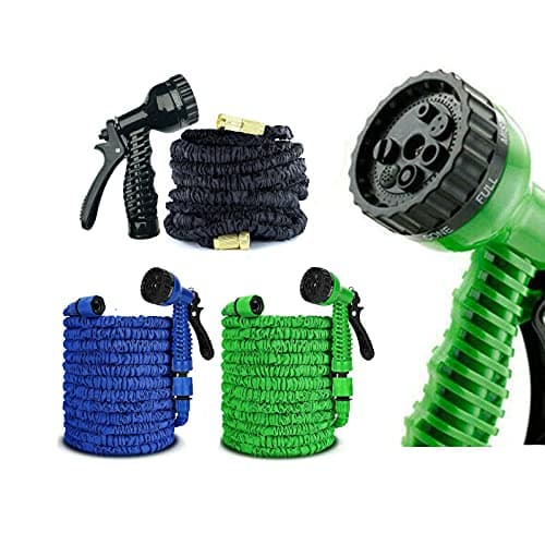 Image of DayPlus 150FT Expanding Garden Water Hose Pipe with 7 Function Spray Gun, Green, Plastic, Rubber, Expandable Garden Hose with Spray Gun, Garden Hose, Hose, Hardware, Documentation, 1