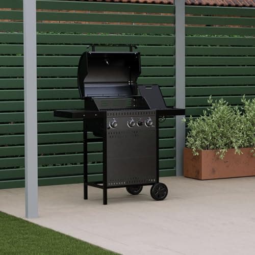 Image of CHARLES BENTLEY ottimo 310 3-Burner Gas BBQ With Built-In Thermometer, Side Burner, Cast-Iron Cooking Grids, Side Burner, Matt-Grey Powder-Coated Finish & Easy-Move Trolley Design (116x58x110cm)