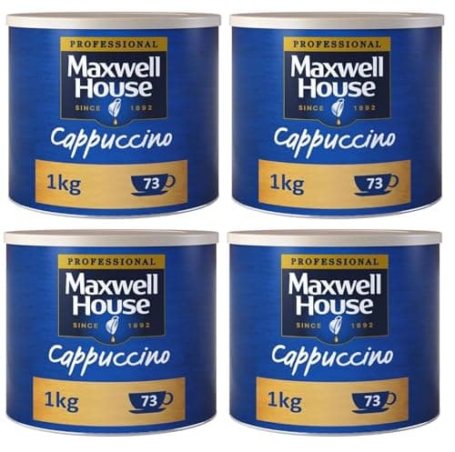 Image of Maxwell House Cappuccino Instant Coffee 1kg Tin (Pack of 4, Total 4000 grams)