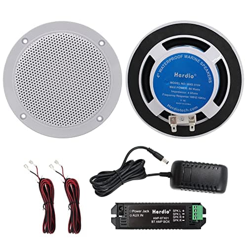 Image of Herdio 160W 4 Inch Ceiling Speaker Kit Amplifier Water Resistant Ceiling Speakers For Bathroom Kitchen Home Outdoor,compatible with Bluetooth
