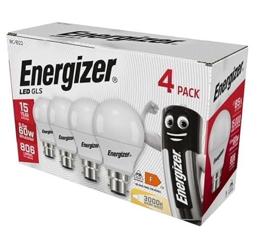 Image of Energizer GLS Replacement LED Bulb 4 Pack (Warm White B22, 60W)
