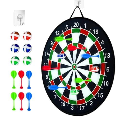 Image of 26'' Large Dart Board Game Set for Kids with,Single-sided dart,Indoor Outdoor Party Games Toys Gifts for 3 4 5 6 7 8 9 10 11 12+ Year Old Boys Girls and Adult (black, 66cm)