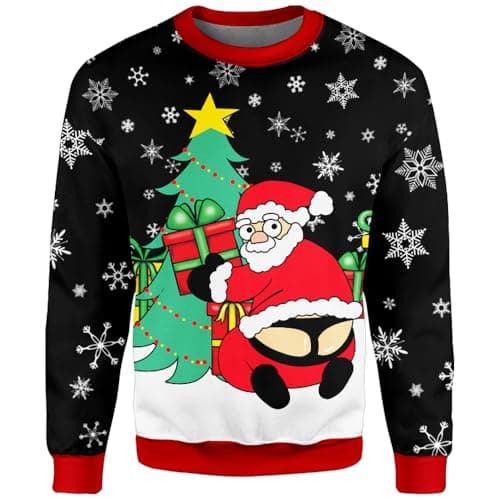 Image of ACEPrints Funny Ugly Christmas Sweatshirts for Men Women for Men Women Polyester Sweatshirt, Black, XXXXXL