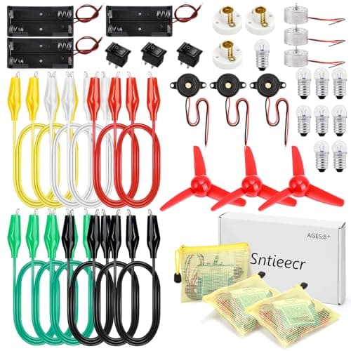 Image of Sntieecr 3 Pack 42 PCS Electric Circuit Motor Kit with Organize Bags, Educational Montessori Learning Electric Circuit Kit Sets for Kids DIY STEM Science Project