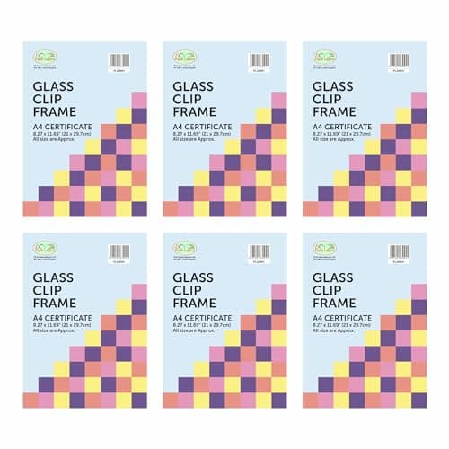 Image of Set of 6 - Frameless Clip Frames Glass Picture Frames For Poster Certificate Frame Wall Mountable Photo Frames Picture Display For Home Office Classic Wall Decor (A4 Size)
