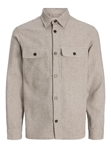 Image of Jprrayle Melange Solid L/S Overshirt Sn, Ermine, XS