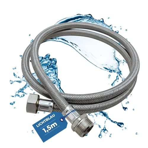 Image of Lichtblau Kink-Resistant Aquastop Extension Hose, 1.5 m, Connection 3/4 Inch Washing Machine, Dishwasher, 2982 Reinforced Hose Straight/Straight with Seal, Universal Use