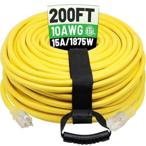 Image of POWGRN 10/3 10 Gauge Outdoor Extension Cable 3 Pin Long Flexible Cold Resistant Power Cable with End