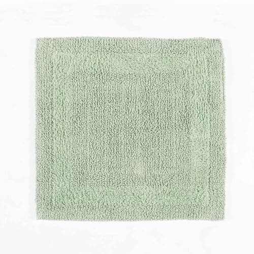 Image of HOMESCAPES Small Bath Mat, Luxury 1600gsm Extra Soft 100% Cotton, Reversible Bathroom Mats Non-Slip, Washable, Super Absorbent, Quick-Dry, Sage Green Bathroom Rug, 50x50 cm Square