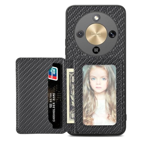 Image of MOJIA Case for Honor Magic8 Lite/Magic 8 Lite / X9d, Ultra Thin Flip Card bag, TPU Phone Cover, Card Holder Multifunctional Case with Rfid Blocking. Black