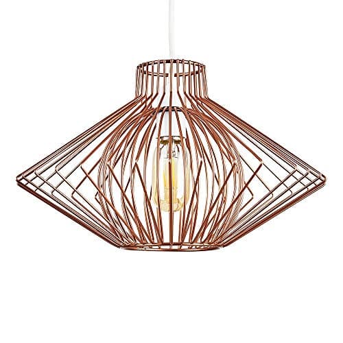 Image of MiniSun | Geometric Design Copper Wire Basket Ceiling Light Shade | Pendant Lights, Home Décor & Improvement Essential | 36.5cm Shade Width