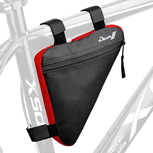 Image of BOBILIFE Bike Triangle Frame Bag - Bicycle Cycling Handlebar Front Pouch Saddle Storage Bag for Road and Mountain Bikes (Red)