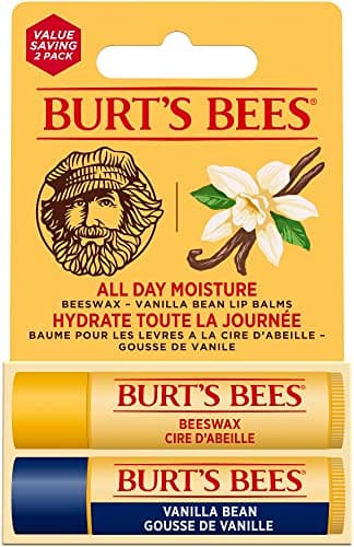 Image of Burt's Bees Lip Balm Duo Pack, Includes Moisturising Beeswax with Peppermint & Vitamin E and Vanilla Bean, 2x4.25g