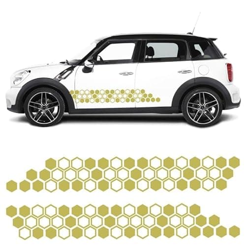 Image of STAR SAM Car Stickers Side Stripes Compatible with Mini Contryman - Stickers Car Exterior Lines (Hive, Golden Yellow 020)