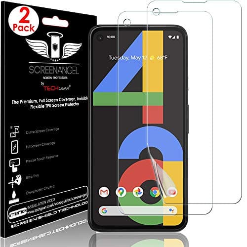 Image of TECHGEAR [2 Pack Screen Protectors fit Google Pixel 4a [Screen Angel Edition] [Case Friendly] [Bubble Free] [FULL Screen Coverage] HD Clear Flexible TPU Films,NOT Pixel 4a 5G
