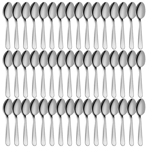 Image of Spoons Set, 48-Piece Stainless Steel Dessert Spoons Dining Spoons, Mirror Polishing Cutlery Spoons Set, Dishwasher Safe (6.7 inches, 17cm)