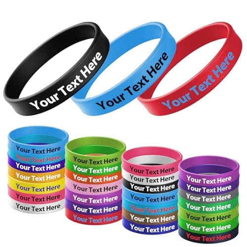 Image of 1–1000 PCS Personalised Silicone Wristbands Bulk Custom Rubber Wristbands with Text Logo Wrist Bands for Events Fundraisers (Printing)