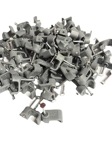 Image of 2.5mm Twin & Earth (10x5) Grey Cable Clips 100 Pack Nail Clips, Cable Tacks for Electrical Cables