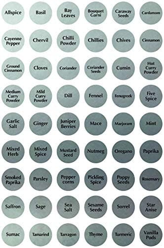 Image of Pack of 54 x Spice/Herb Storage Jar Kitchen Home Cooking Labels Stickers Decals - 30mm (Metallic Silver with Black Text)