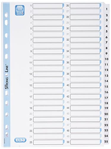 Image of Elba A4 Indices With 1-50 Plastic Coated Tab - White (Pack Of 10)
