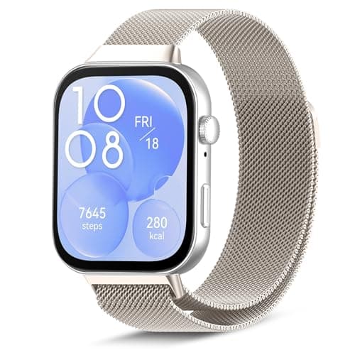 Image of NicMool Strap for Huawei Watch Fit 5 Pro/Fit 5/4 Pro/Fit 4/Fit 3, Metal Mesh with Magnetic Closure, Magnetic Milanese Loop Replacement for Huawei Watch Fit 5 Pro/Fit 5/4 Pro/Fit 4/Fit 3 - Starlight