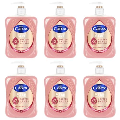 Image of Carex Advanced Care Macadamia Oil Antibacterial Hand Wash, 3x More Moisturisers, Clean & Protect Hands, Bulk Buy, Pack of 6 x 500ml