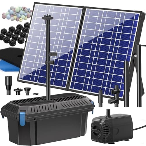 Image of Biling 30W Solar Pond Filtration System, 1200 l/h Solar Pond Filter Kit with Pump for Garden, Biological Filter with 4 Nozzles and Adjustable Water Valve for Fish Tank Water Feature