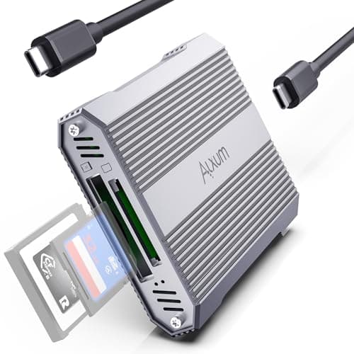 Image of Alxum USB Type C to CFexpress Type B SD 4.0 UHS-II Dual-Slot Card Reader,10Gbps USB 3.2 Gen 2 External Memory Card for Windows 10/11(32/64bit)/Mac Os/Ipad Os/IOS/Linux/Android and more, Aluminum Grey