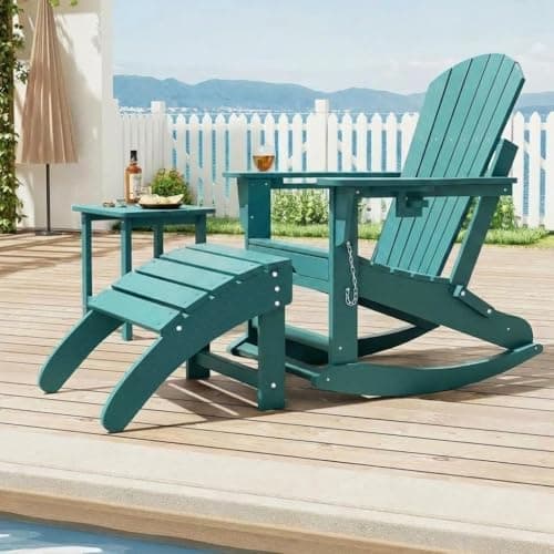 Image of Aptliton Weather Resistant HDPE Adirondack Ottoman Foot Rest, Durable Resin Outdoor Patio Footrest for Adirondack Chair, Suitable for Garden, Porch, Poolside, Lawn & Backyard