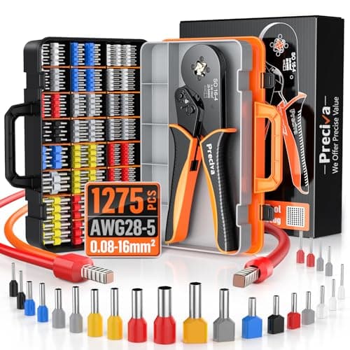 Image of Preciva Wire Crimping Tool Kit,0.08-16mm² with 1275 Ferrules(265 Double Terminals), Ratchet Crimper Tool with Box, Ergonomic Wire Crimping Tool,Wire Connecters Plier