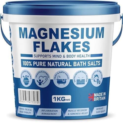 Image of Pure Source Nutrition Organic Magnesium Flakes, 1kg Bucket, Pure Natural Magnesium Chloride Flakes for Bath, Dead Sea Origin, Ideal for Foot and Bath Soaks