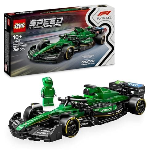 Image of LEGO Speed Champions Aston Martin Aramco F1 AMR24 Race Car Toy with a Collectible Formula 1 Driver Minifigure - Model Kits for 10+ Year Old Boys & Girls or Adult Motorsport Fans 77245