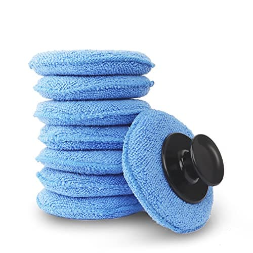 Image of PHINGEER Car Polishing Microfiber Car Detailing Pads, 8 Pcs Reusable Wax Applicator, Car Polishing Pads with Handle for Cleaning Automobile Glass Metal Home Workshop Use