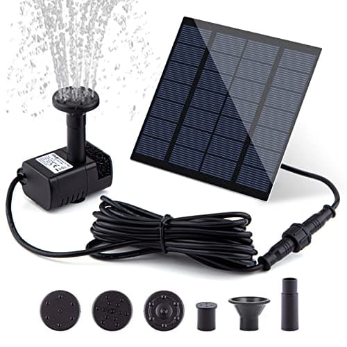 Image of Solar Fountain Pump Kit With Separate Panel, 1.8 W Upgraded Water Pump, 3 M Cable & 4 Nozzles for Bird Bath, Outdoor Pond, Patio Garden and Fish Tank (Black)