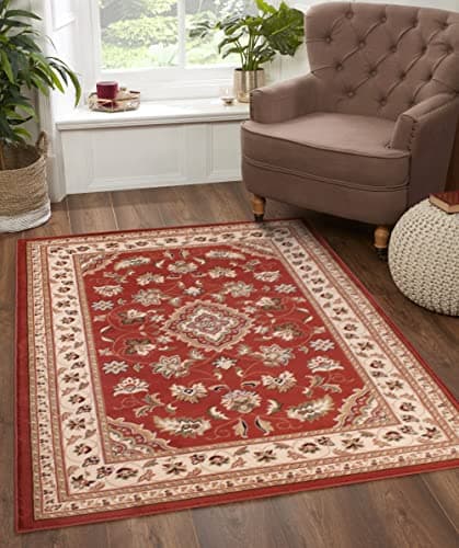 Image of Lord of Rugs Sherborne Quality Traditional Classic Oriental Living Room Bedroom Rug Terracotta Medium 120x170 cm (4'x5'6'')