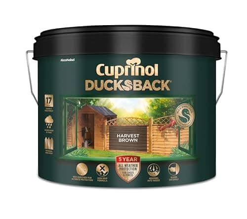 Image of Cuprinol 5 Year Ducksback Shed and Fence Paint 9 Litre, Harvest Brown